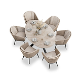 Bali 6 Seater Ellipse Ceramic Glass Dining Set with Bali Rope Chairs