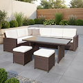 Berlin Brown Rattan Corner Dining Set with Stools from Roseland Furniture