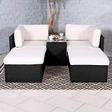 Rattan Multipositonal Lounge Set with Console Black from Roseland Furniture