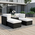 Black Rattan Multipositional Lounge Set with Console from Roseland Furniture