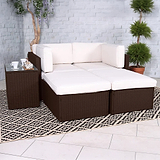 Rattan Multipositonal Lounge Set with Console Brown from Roseland Furniture