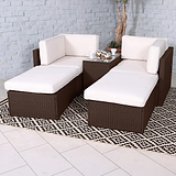Rattan Multipositonal Lounge Set with Console Brown from Roseland Furniture
