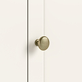 Belmont Coconut White brass round handle close up 