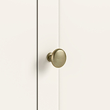 Belmont Coconut White brass round handle close up 