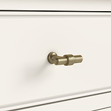 Belmont Coconut White brass T-handle close up 
