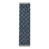 Blue Willow Shaggy Tasselled Diamond Runner Rug from Roseland Furniture