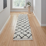 Black Willow Shaggy Tasselled Diamond Runner Rug from Roseland Furniture