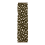 Green Edie Boho Diamond Shaggy Runner Rug from Roseland Furniture