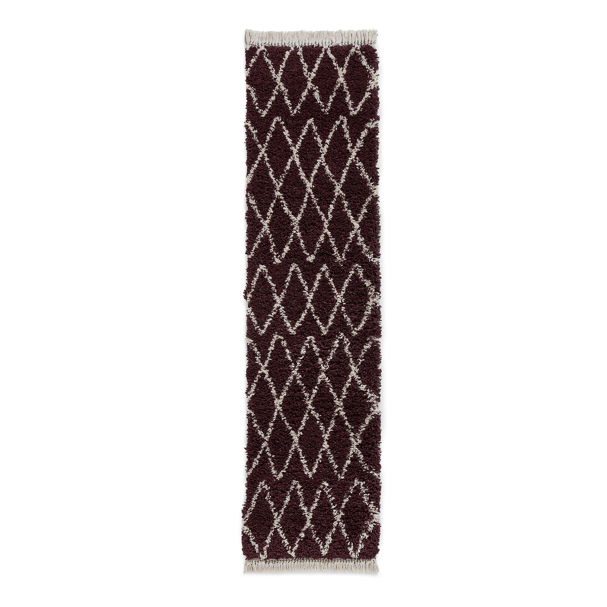 Purple Edie Boho Diamond Shaggy Runner Rug from Roseland Furniture