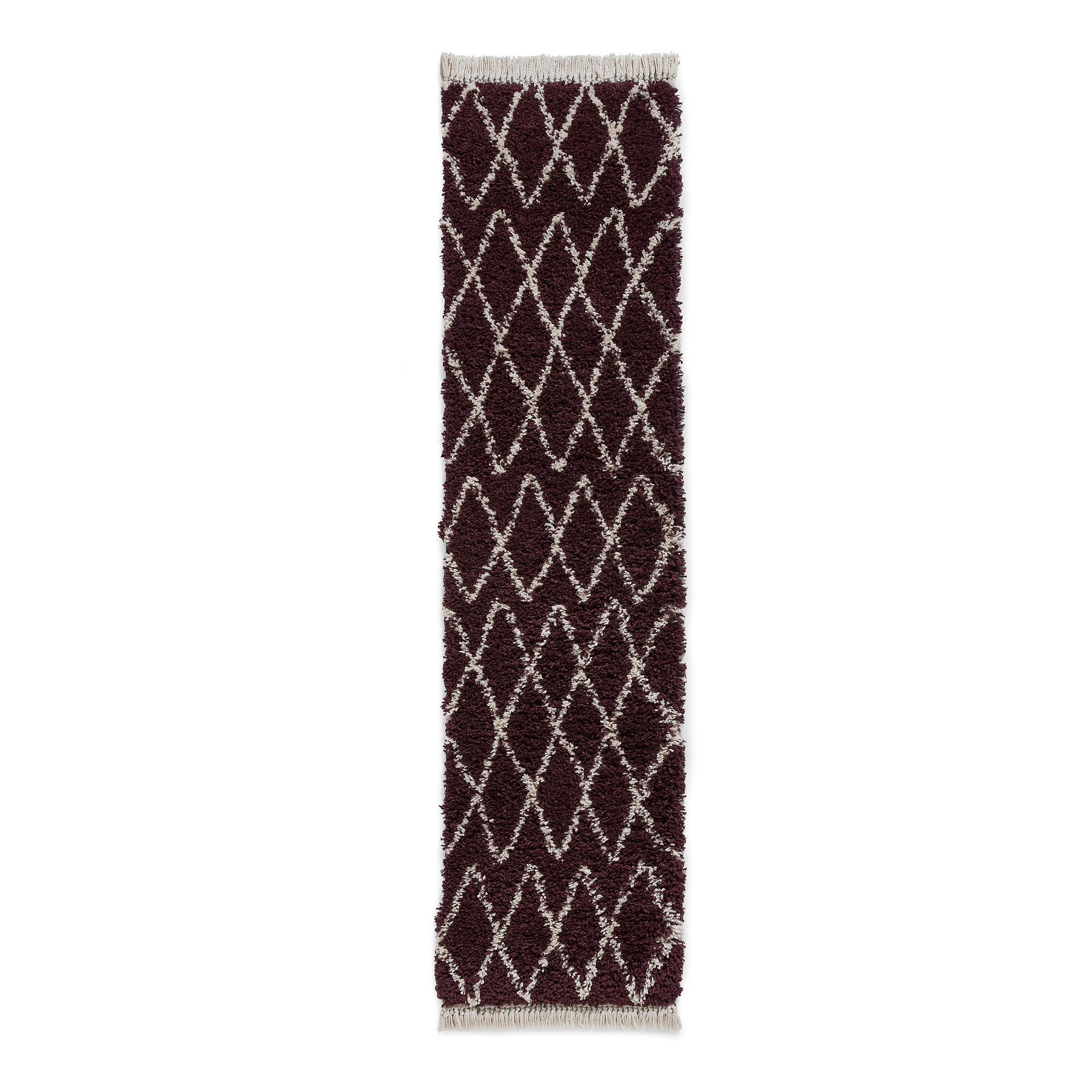 Purple Edie Boho Diamond Shaggy Runner Rug from Roseland Furniture