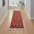 Red Edie Boho Diamond Shaggy Runner Rug from Roseland Furniture