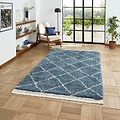 Blue Willow Shaggy Tasselled Diamond Rug from Roseland Furniture