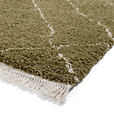 Green Willow Shaggy Tasselled Diamond Rug from Roseland Furniture