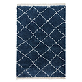 Navy Willow Shaggy Tasselled Diamond Rug from Roseland Furniture