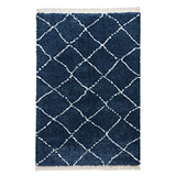 Navy Willow Shaggy Tasselled Diamond Rug from Roseland Furniture
