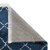 Navy Willow Shaggy Tasselled Diamond Rug from Roseland Furniture