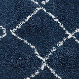 Navy Willow Shaggy Tasselled Diamond Rug from Roseland Furniture