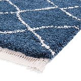 Navy Willow Shaggy Tasselled Diamond Rug from Roseland Furniture
