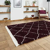 Purple Willow Shaggy Tasselled Diamond Rug from Roseland Furniture