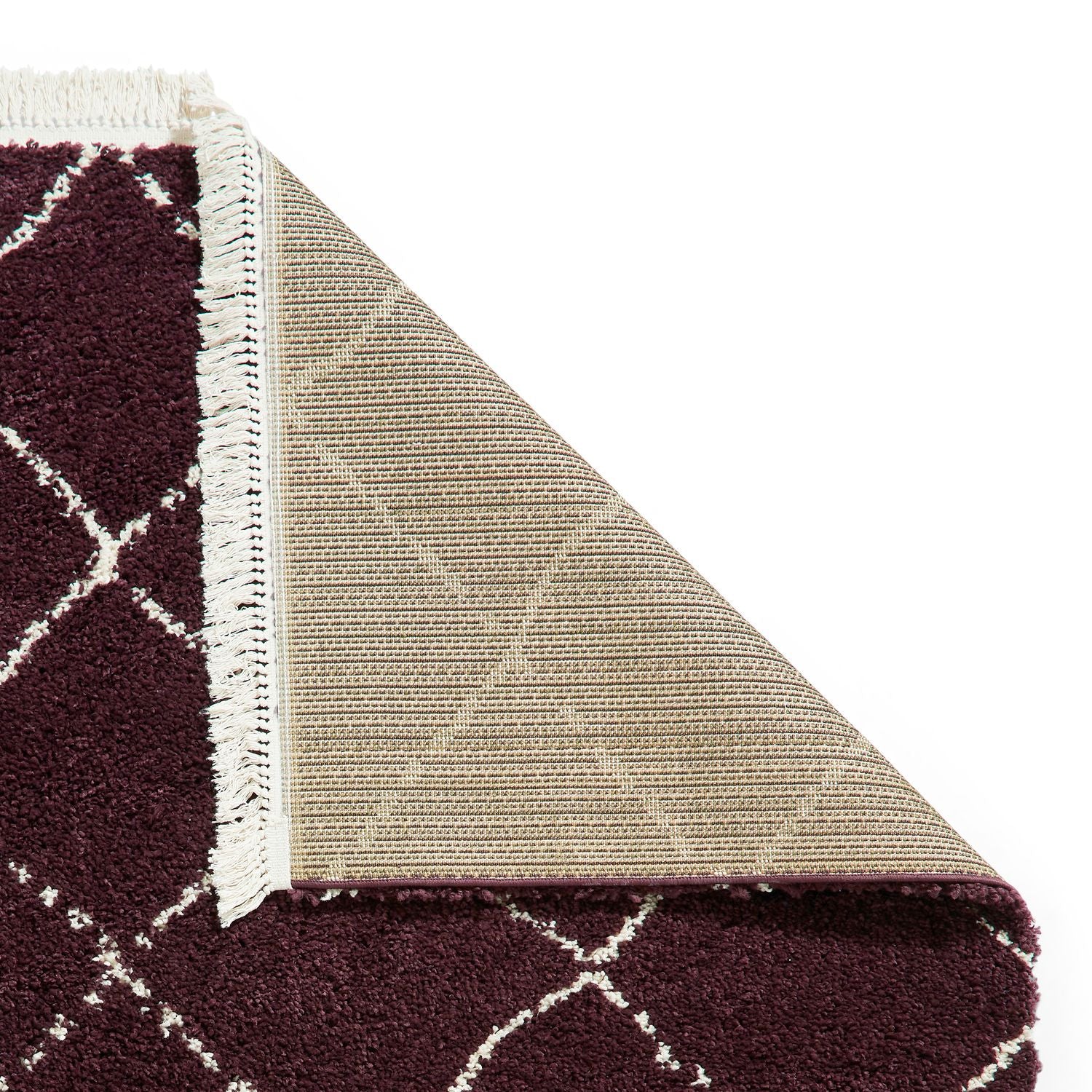 Purple Willow Shaggy Tasselled Diamond Rug from Roseland Furniture