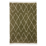 Green Edie Boho Diamond Shaggy Rug from Roseland Furniture