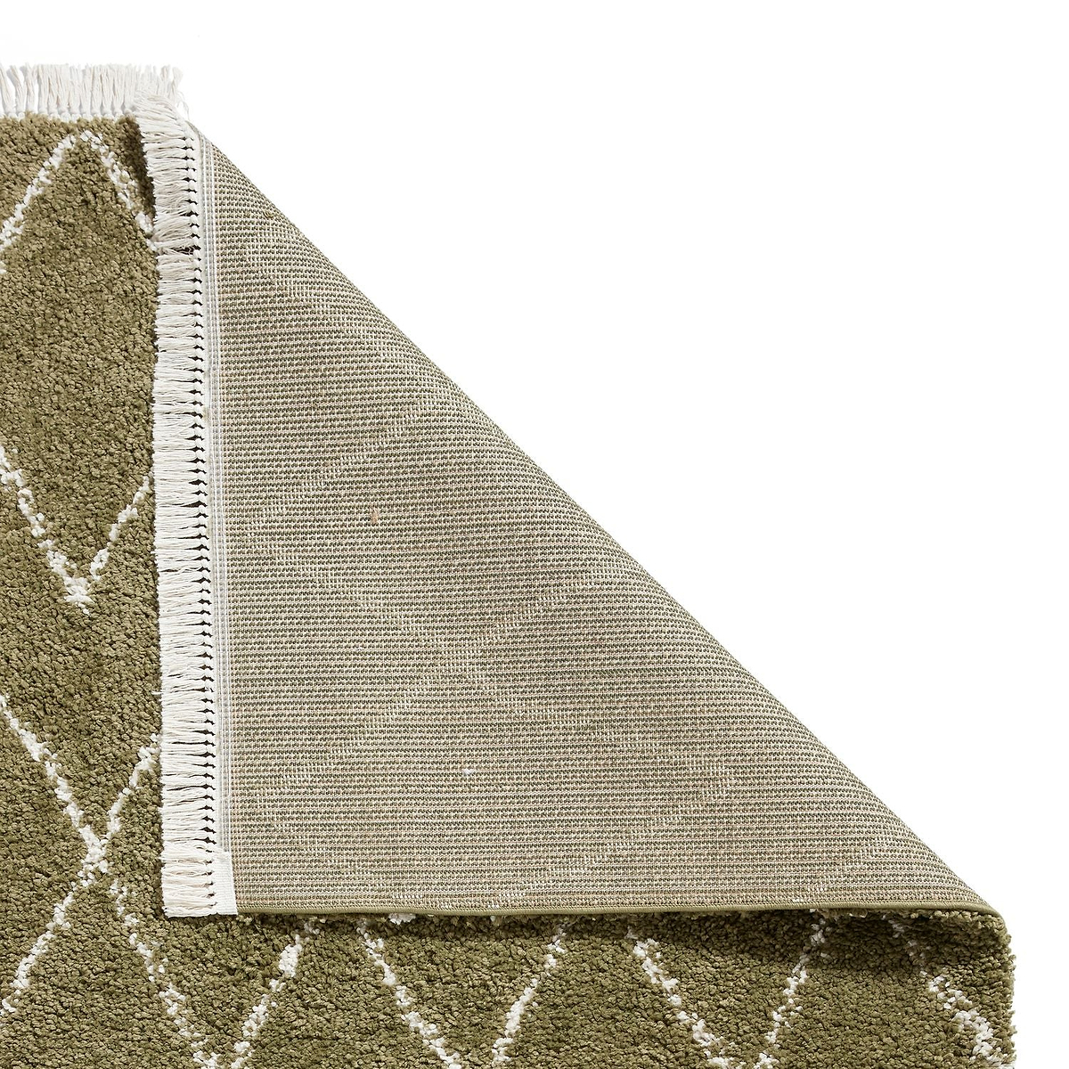 Green Edie Boho Diamond Shaggy Rug from Roseland Furniture