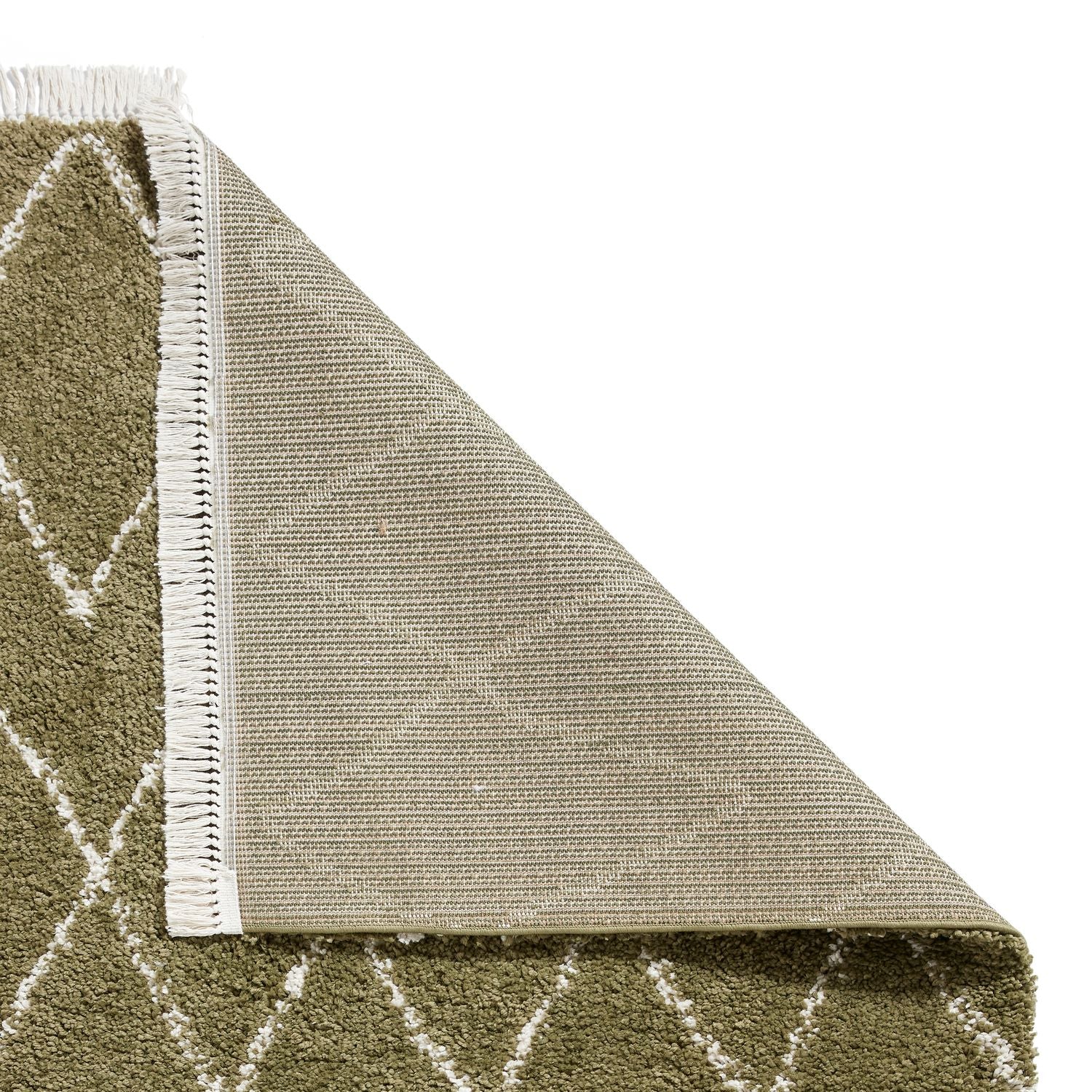 Green Edie Boho Diamond Shaggy Rug from Roseland Furniture
