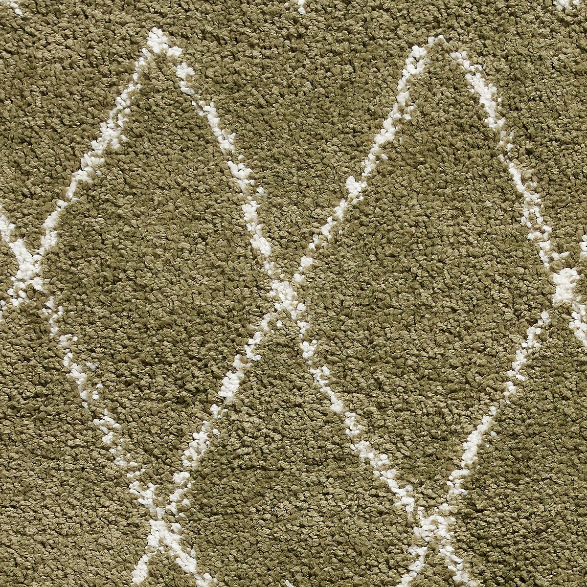 Green Edie Boho Diamond Shaggy Rug from Roseland Furniture