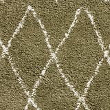 Green Edie Boho Diamond Shaggy Rug from Roseland Furniture