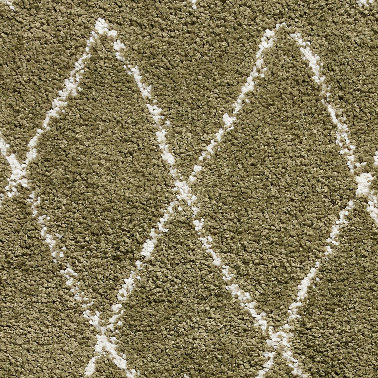 Green Edie Boho Diamond Shaggy Rug from Roseland Furniture