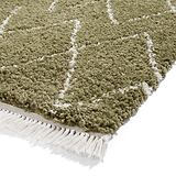Green Edie Boho Diamond Shaggy Rug from Roseland Furniture