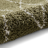 Green Edie Boho Diamond Shaggy Rug from Roseland Furniture