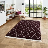 Purple Edie Boho Diamond Shaggy Rug from Roseland Furniture