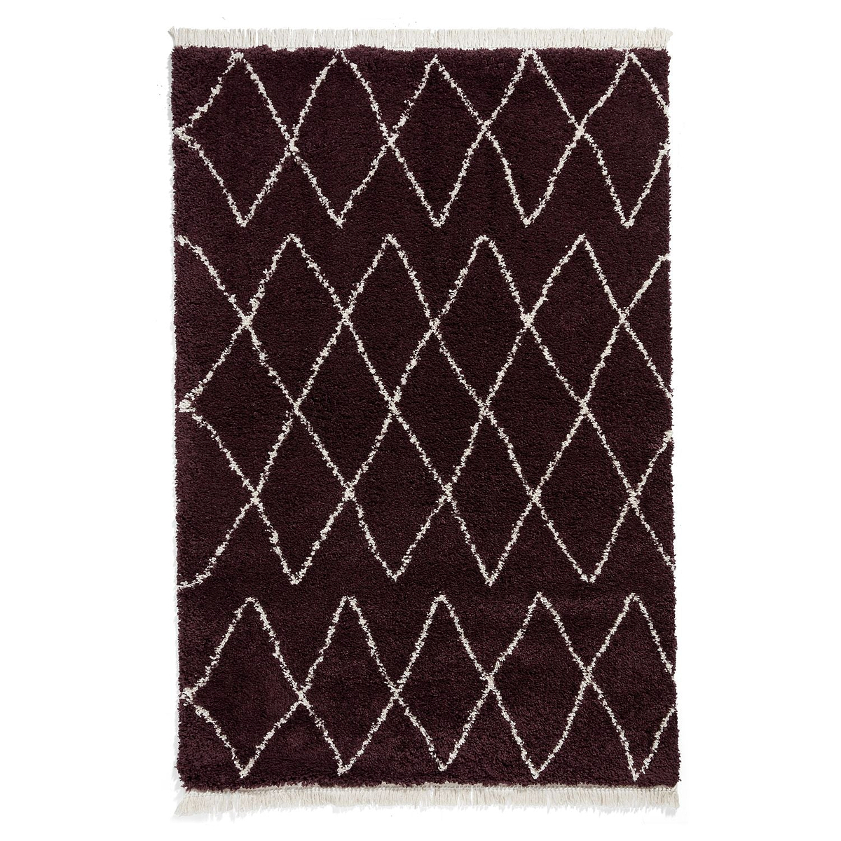 Purple Edie Boho Diamond Shaggy Rug from Roseland Furniture