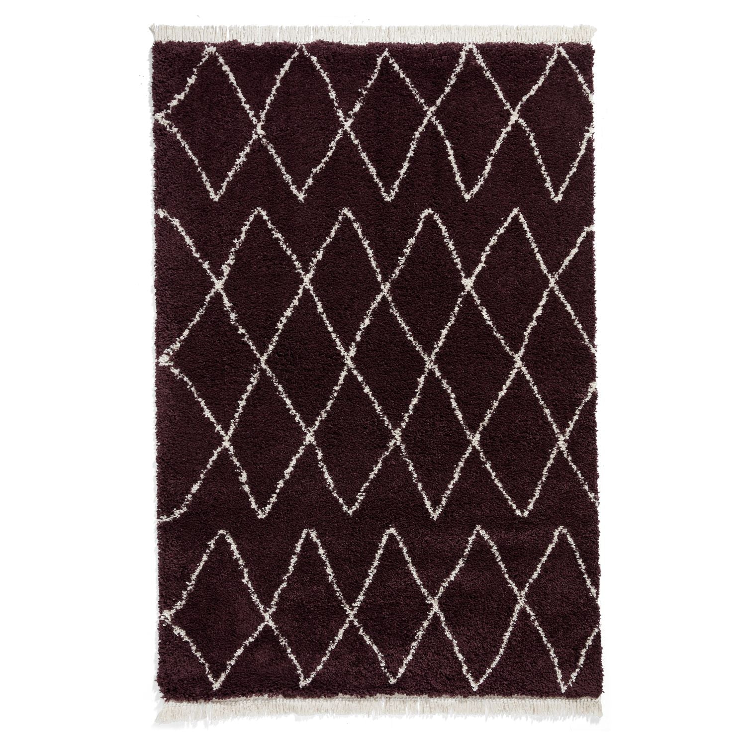 Purple Edie Boho Diamond Shaggy Rug from Roseland Furniture