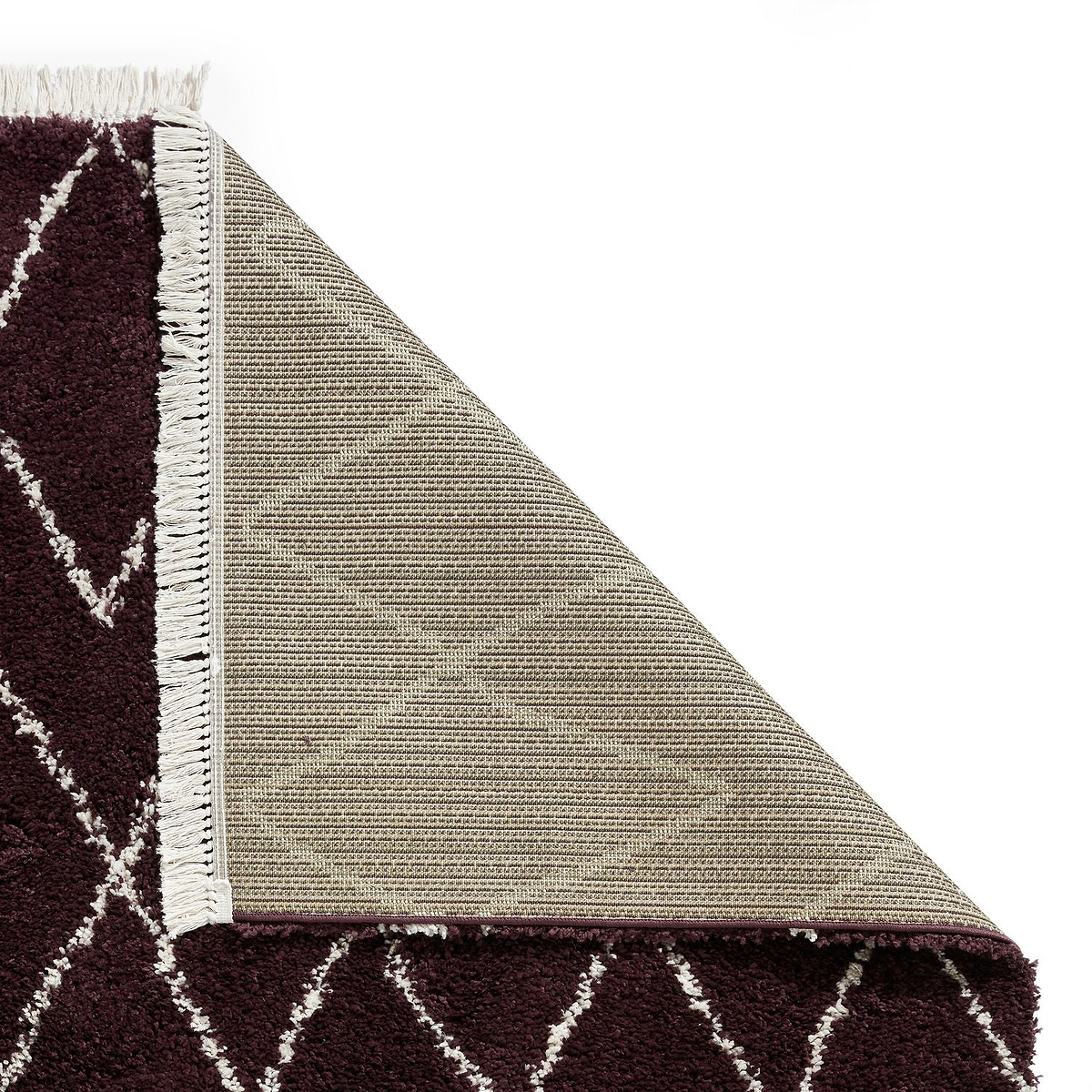 Purple Edie Boho Diamond Shaggy Rug from Roseland Furniture