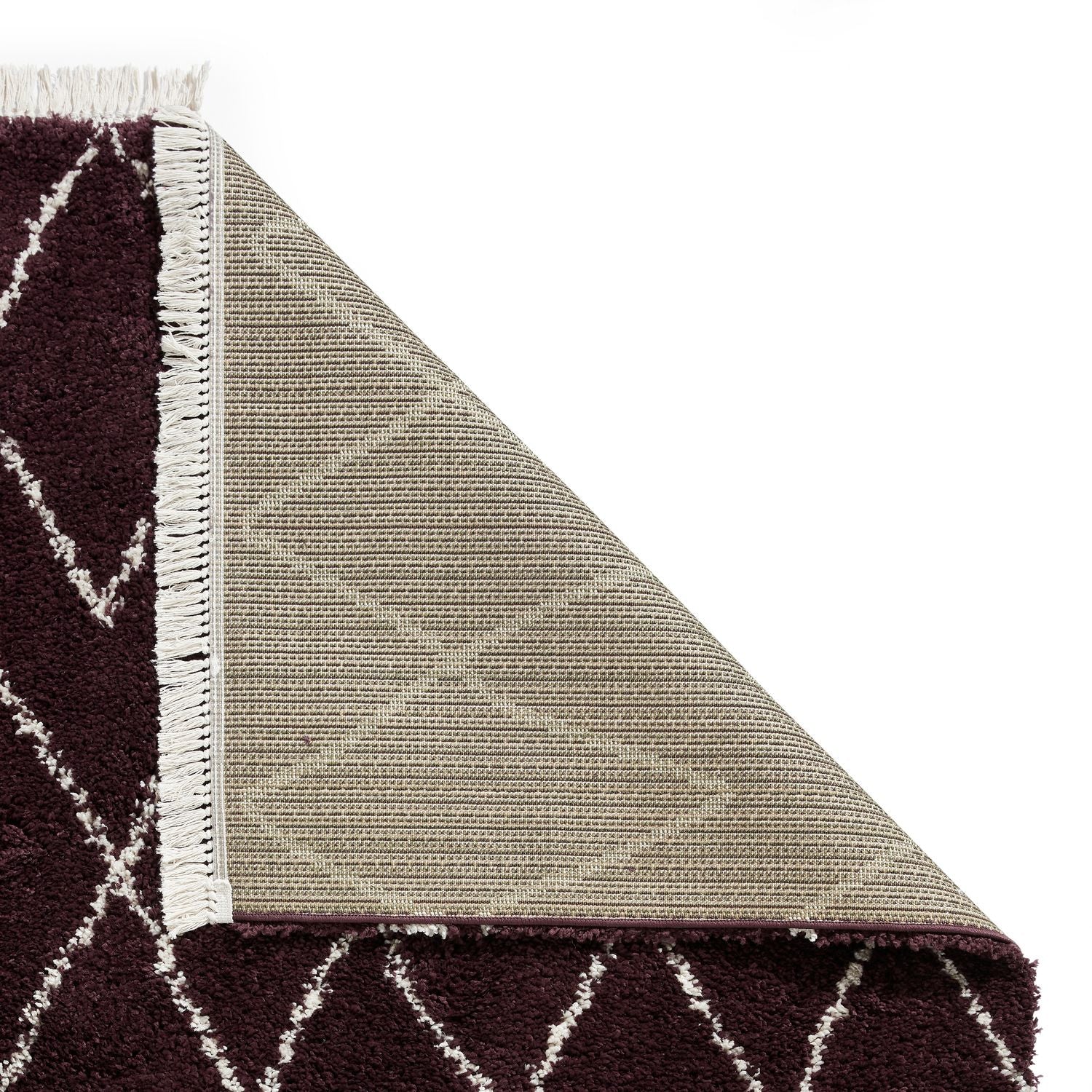Purple Edie Boho Diamond Shaggy Rug from Roseland Furniture