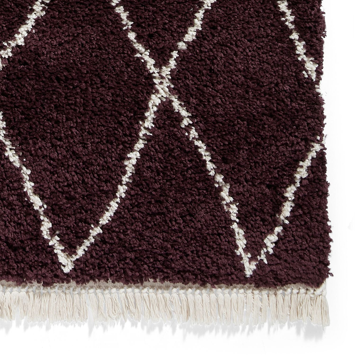 Purple Edie Boho Diamond Shaggy Rug from Roseland Furniture