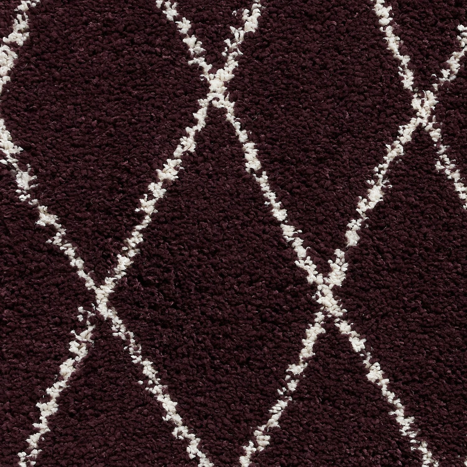 Purple Edie Boho Diamond Shaggy Rug from Roseland Furniture