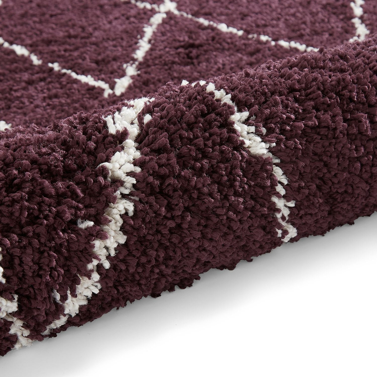 Purple Edie Boho Diamond Shaggy Rug from Roseland Furniture