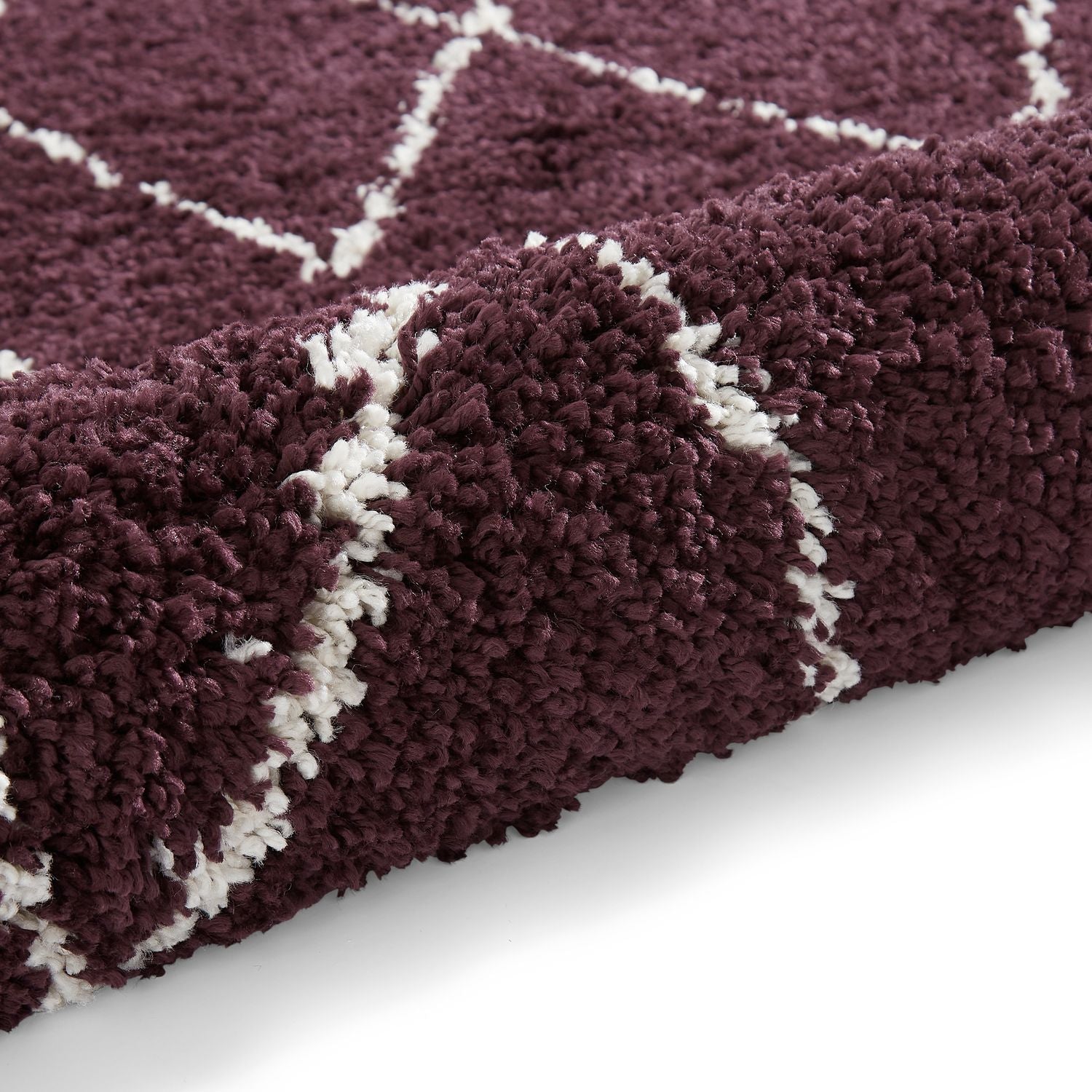 Purple Edie Boho Diamond Shaggy Rug from Roseland Furniture