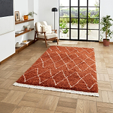 Red Edie Boho Diamond Shaggy Rug from Roseland Furniture