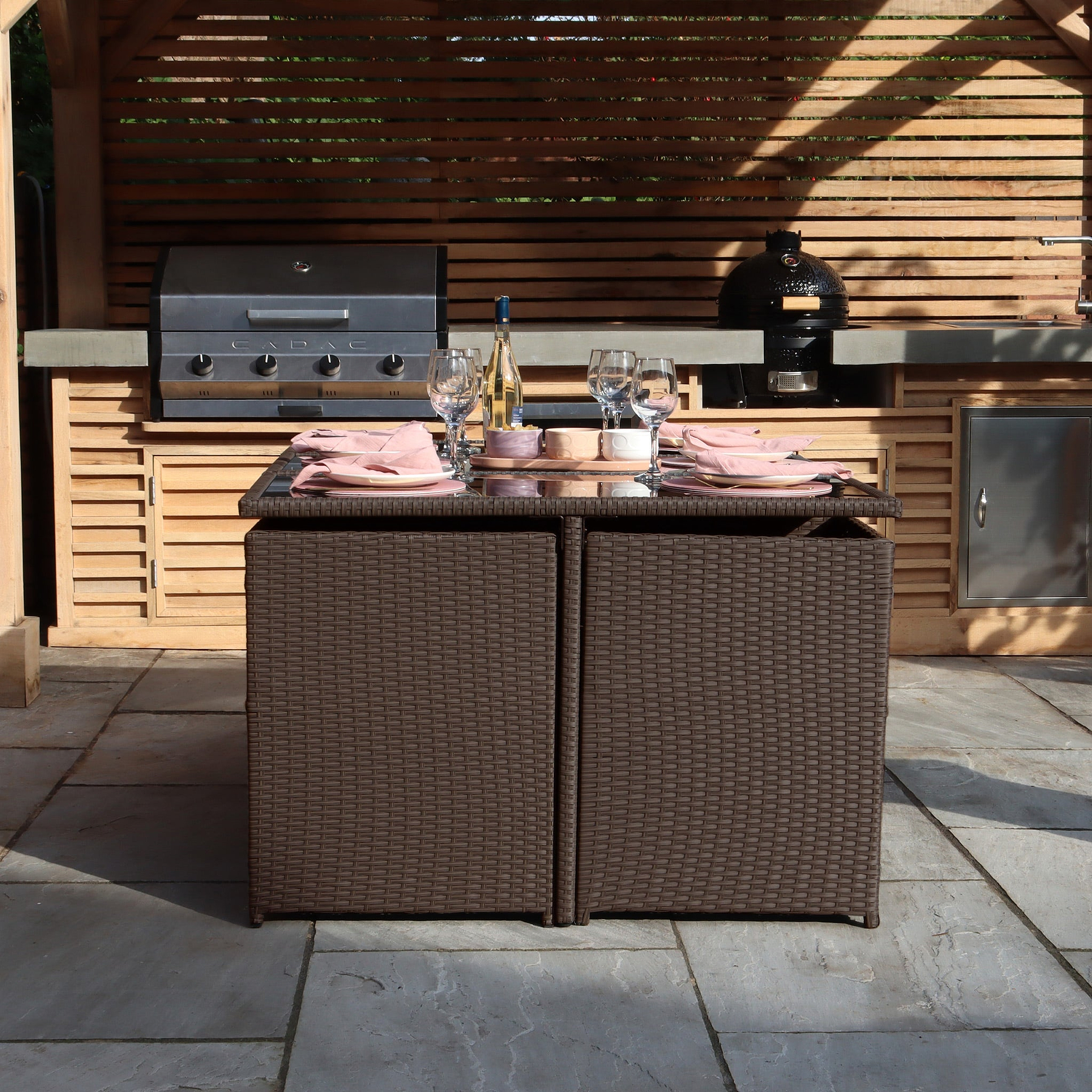 Cannes Brown Rattan 10 Seater Cube Sining Set from Roseland Furniture