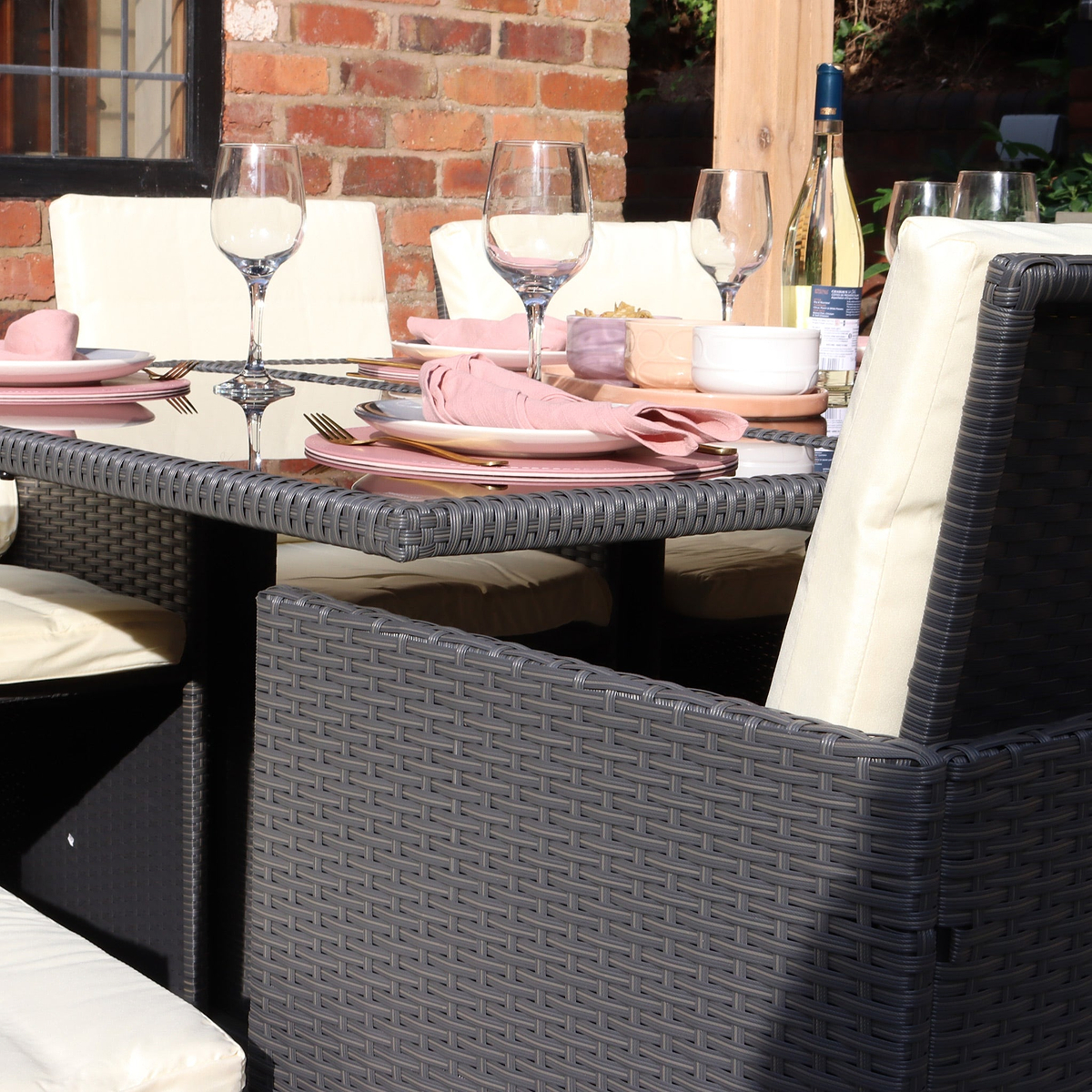 Cannes Grey Rattan 10 Seater Cube Sining Set from Roseland Furniture