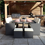 Cannes Grey Rattan 10 Seater Cube Sining Set from Roseland Furniture