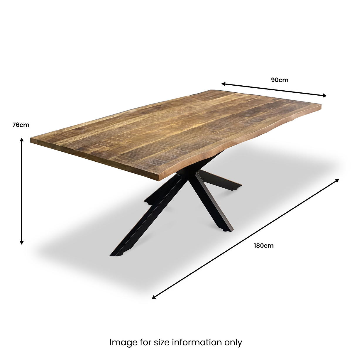 Carrow 180cm Mango Wood Dining Table dimensions