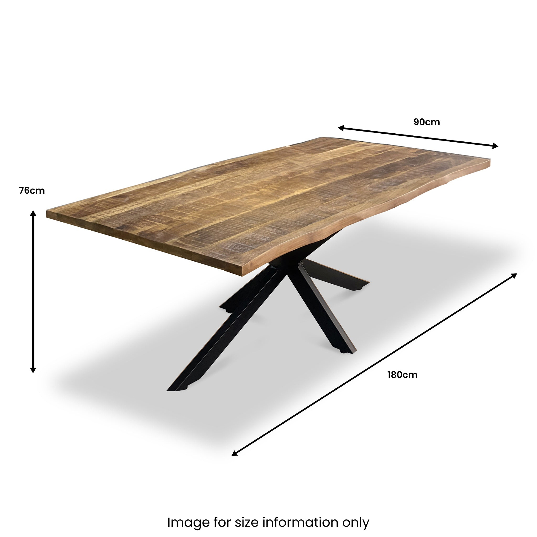 Carrow 180cm Mango Wood Dining Table dimensions