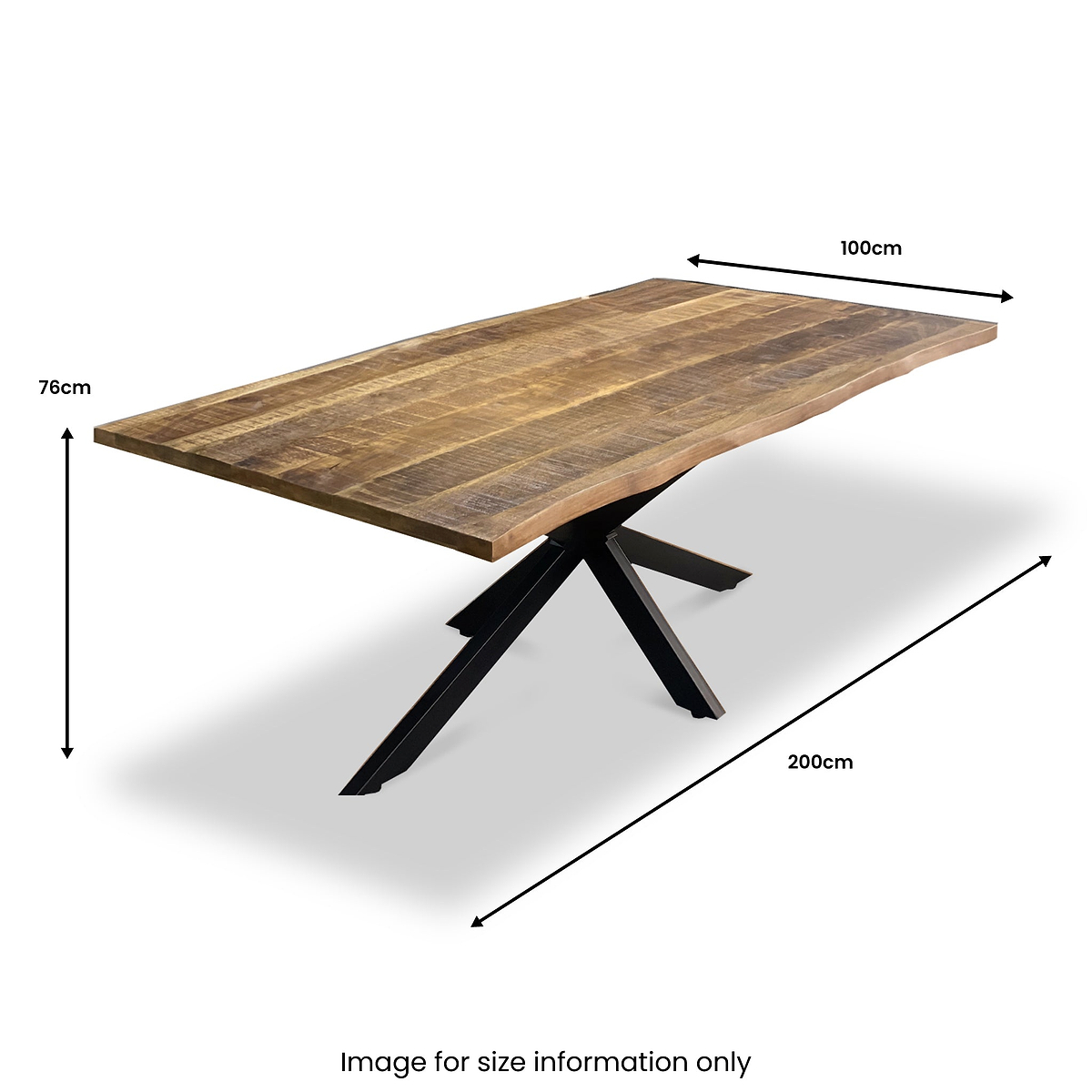 Carrow 200cm Mango Wood Dining Table dimensions