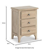 Celine Oak 3 Drawer Bedside Table dimensions