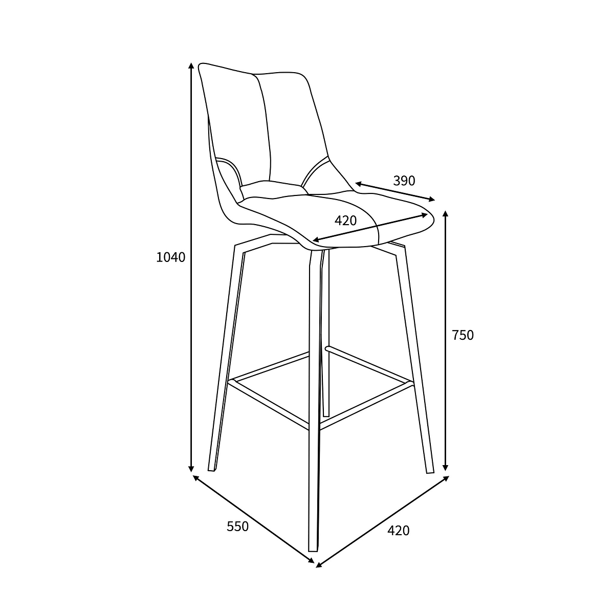 Ceri Swivel Self Returning Faux Leather Bar Stool dimensions